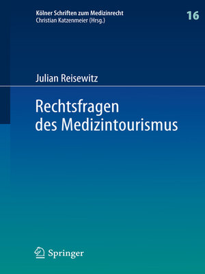 cover image of Rechtsfragen des Medizintourismus